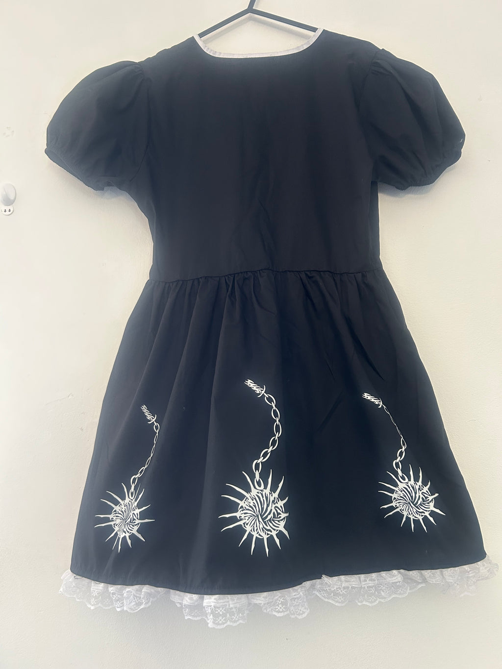 reworked / upcycled black and white bow tie dress size 10