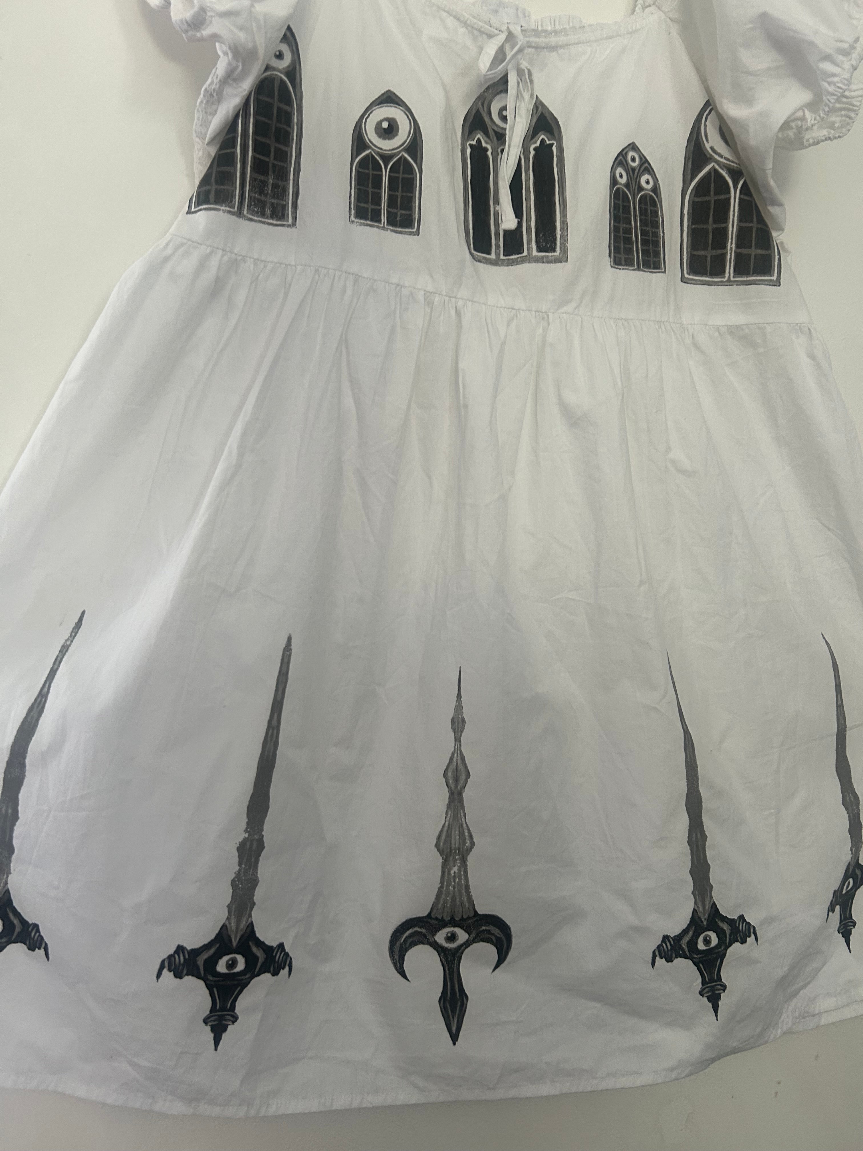 Upcycled white summer dress size 28