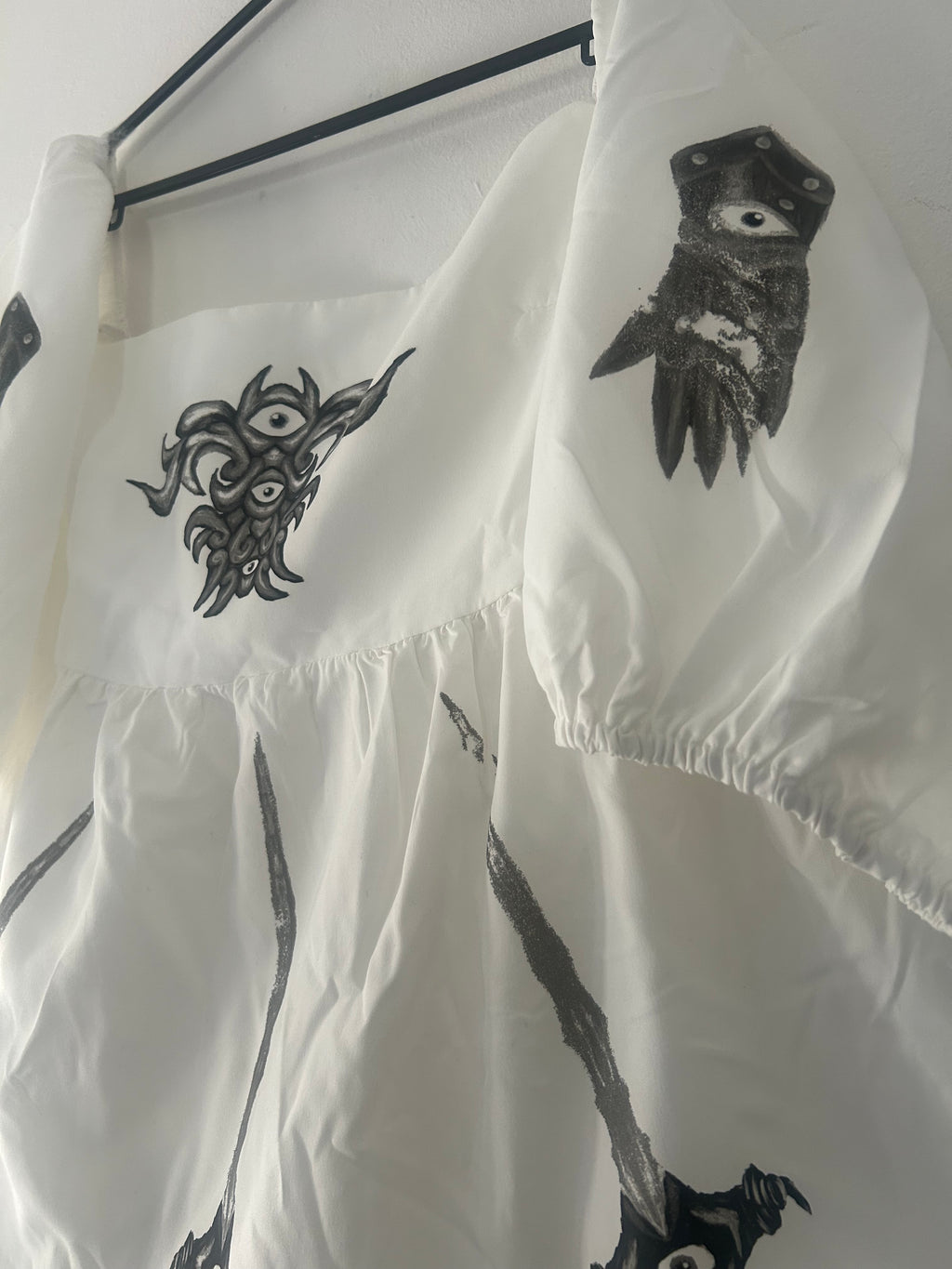 Upcycled white milkmaid style dress size L - defects
