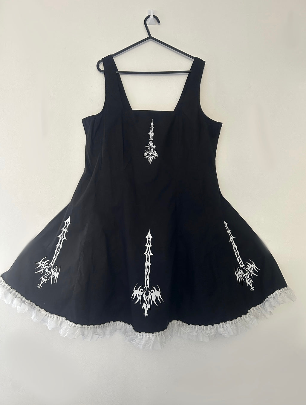Upcycled simple black lace dress size XL