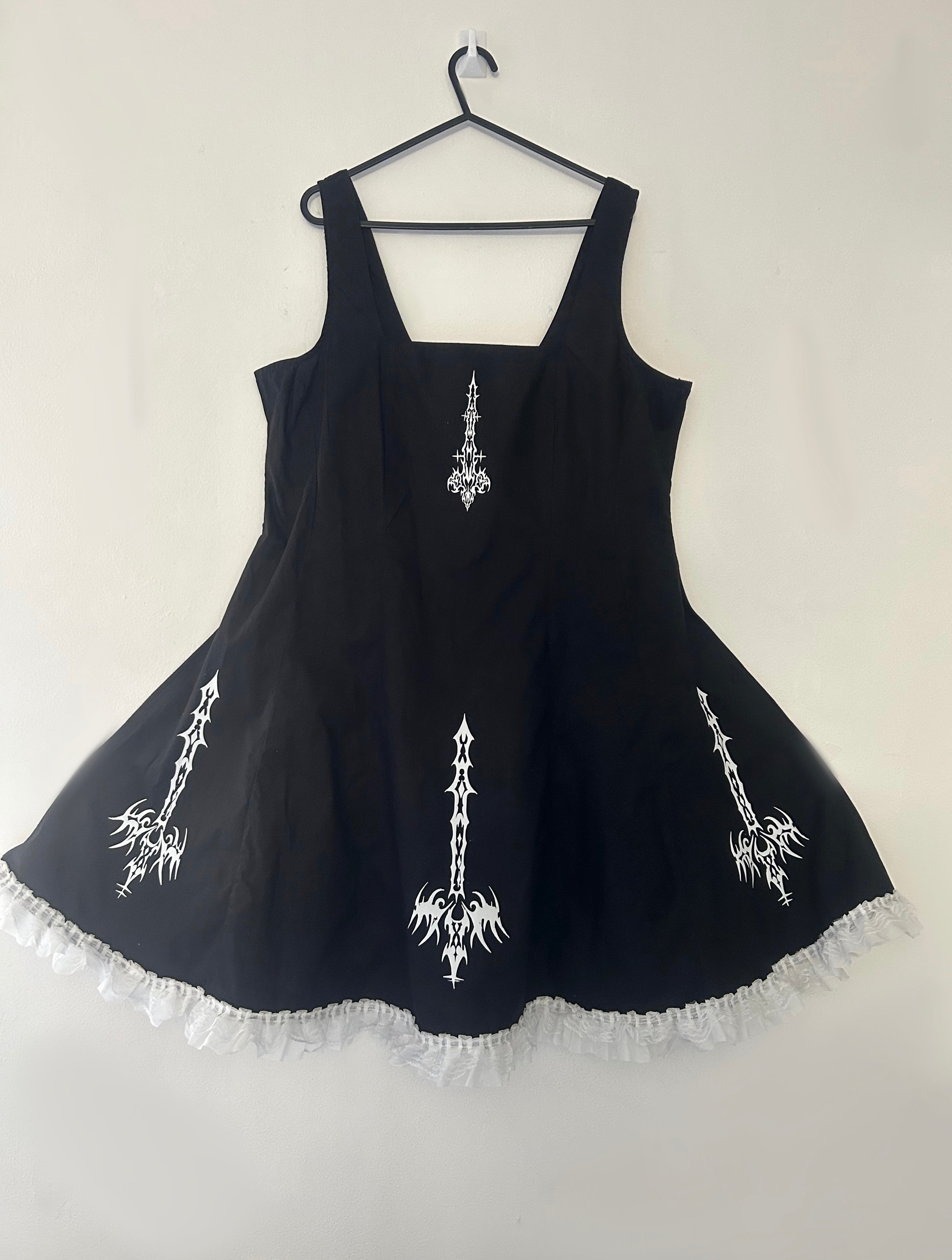 Upcycled simple black lace dress size XL