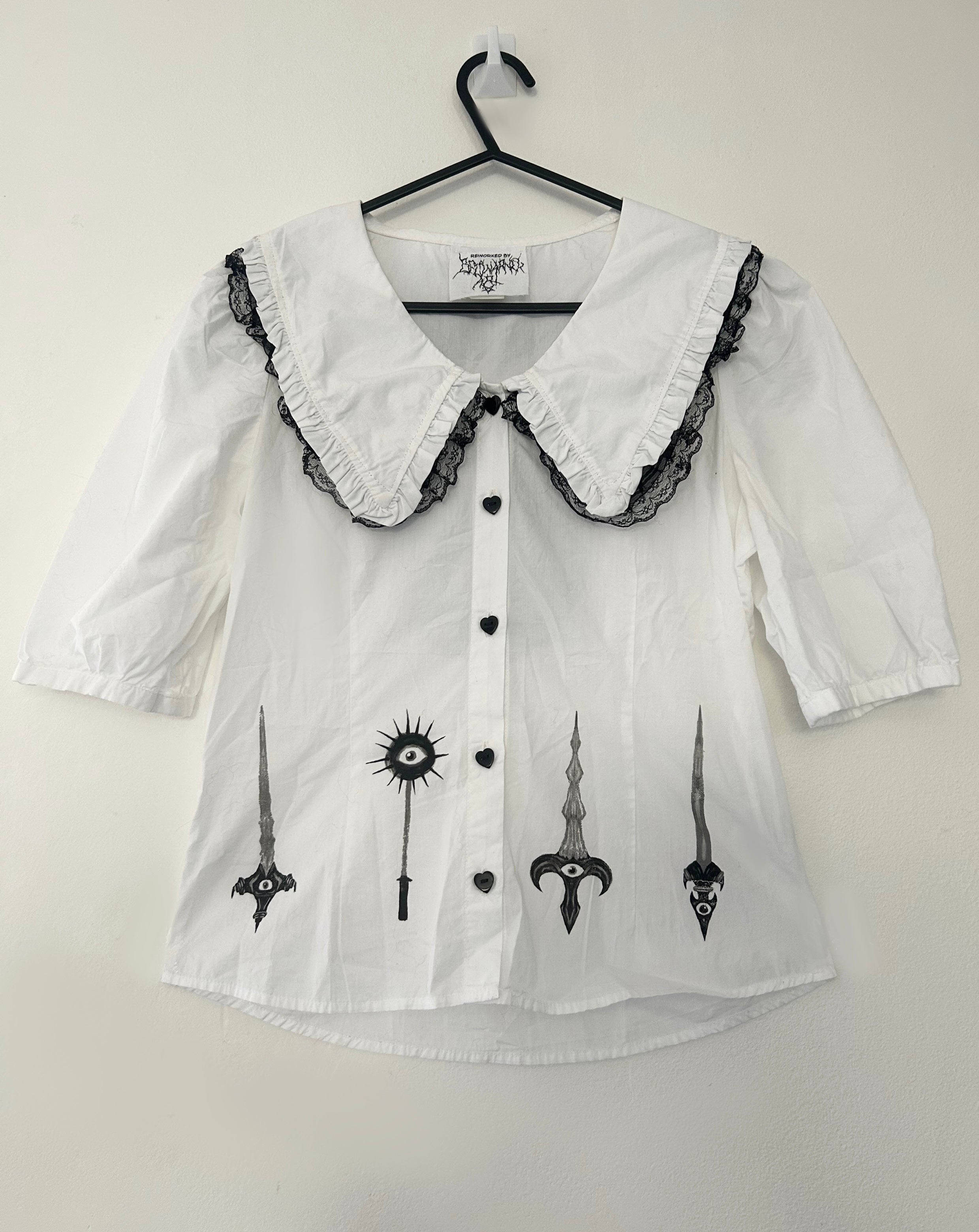 Upcycled peter pan style collar blouse size XS