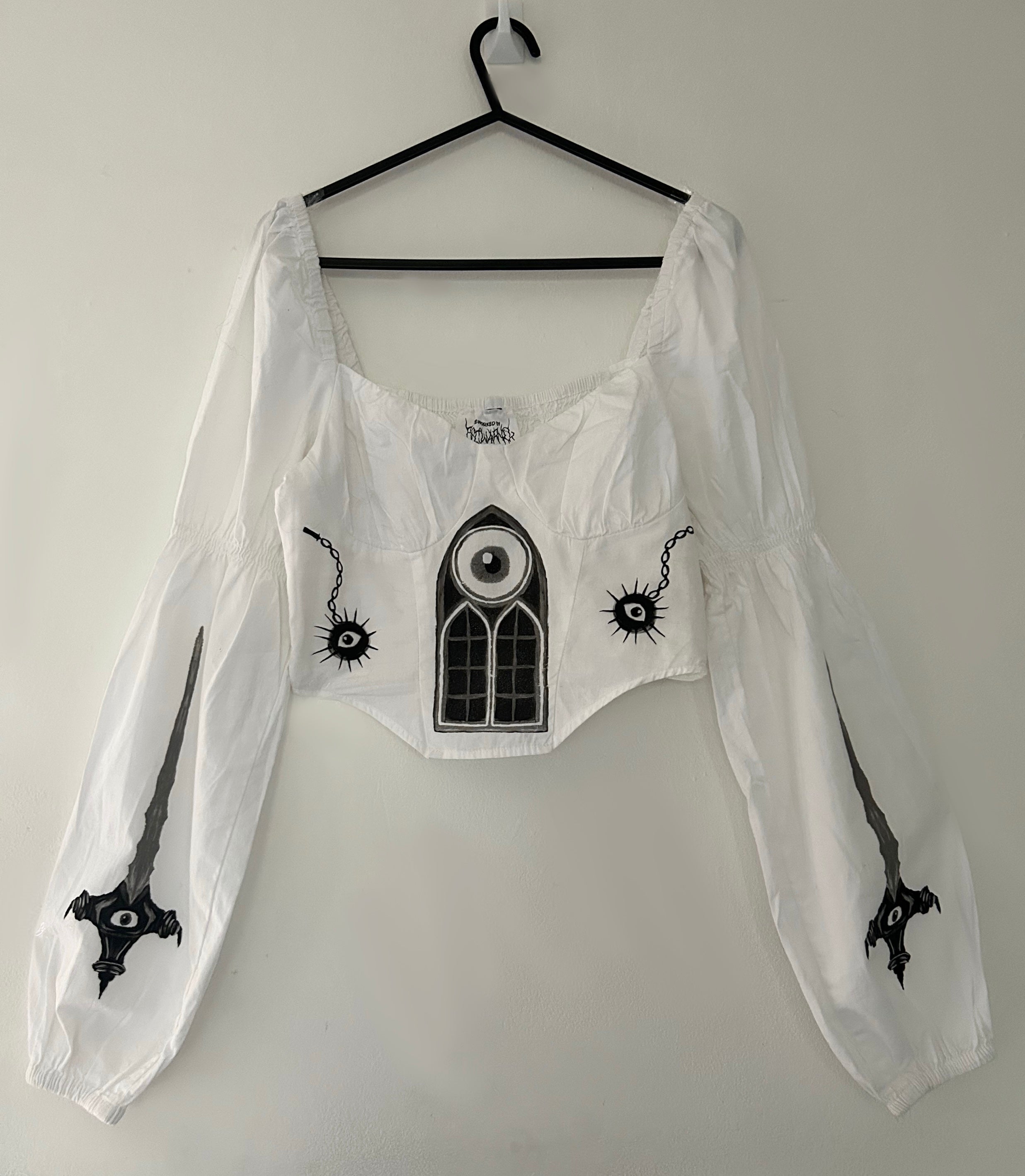 Upcycled white crop top size S