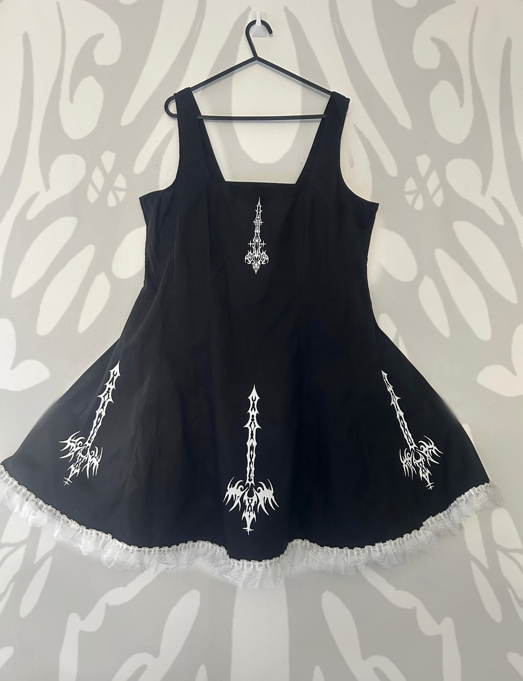 Upcycled simple black lace dress size XL