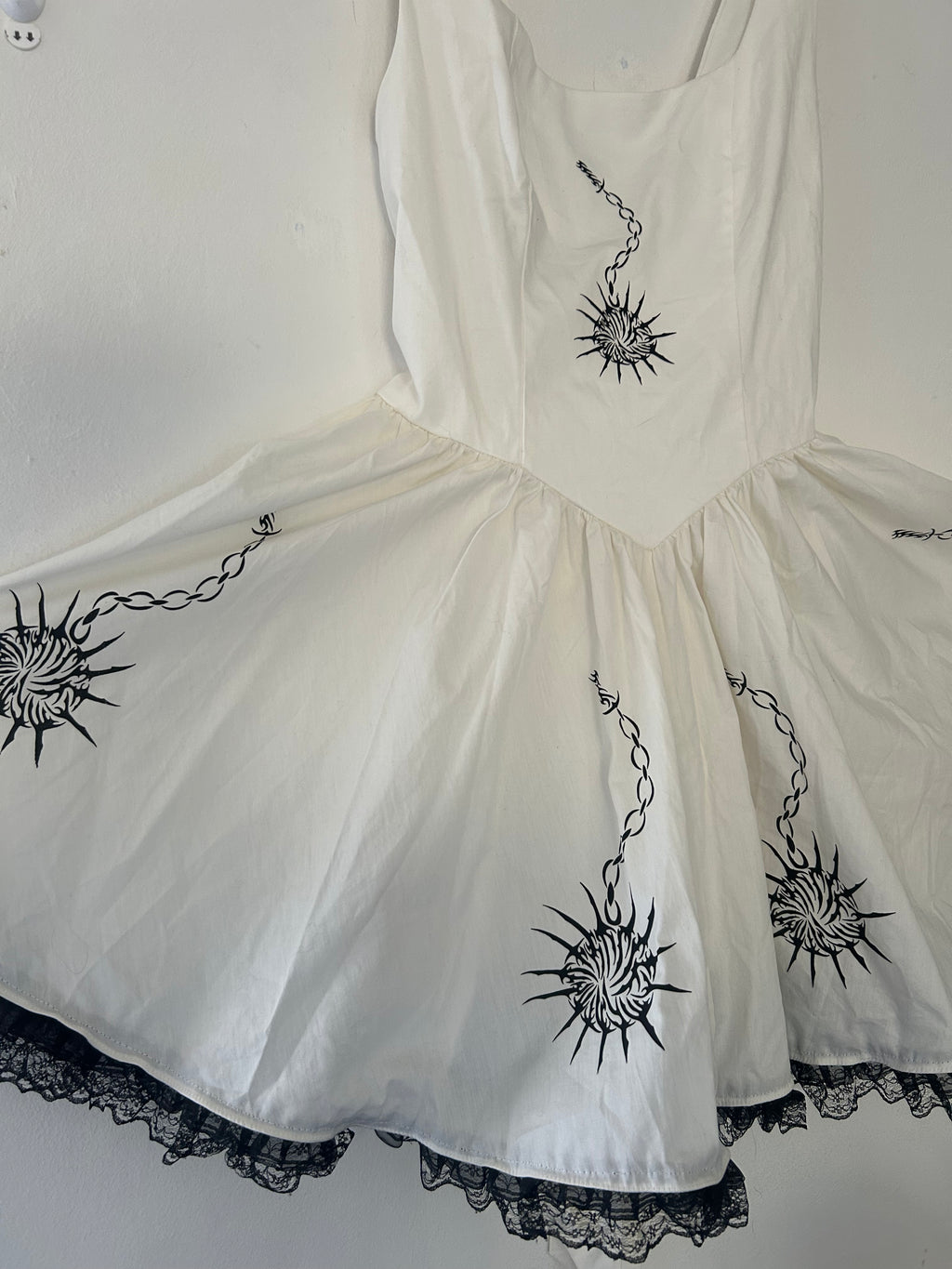 Upcycled white fitted dress size L