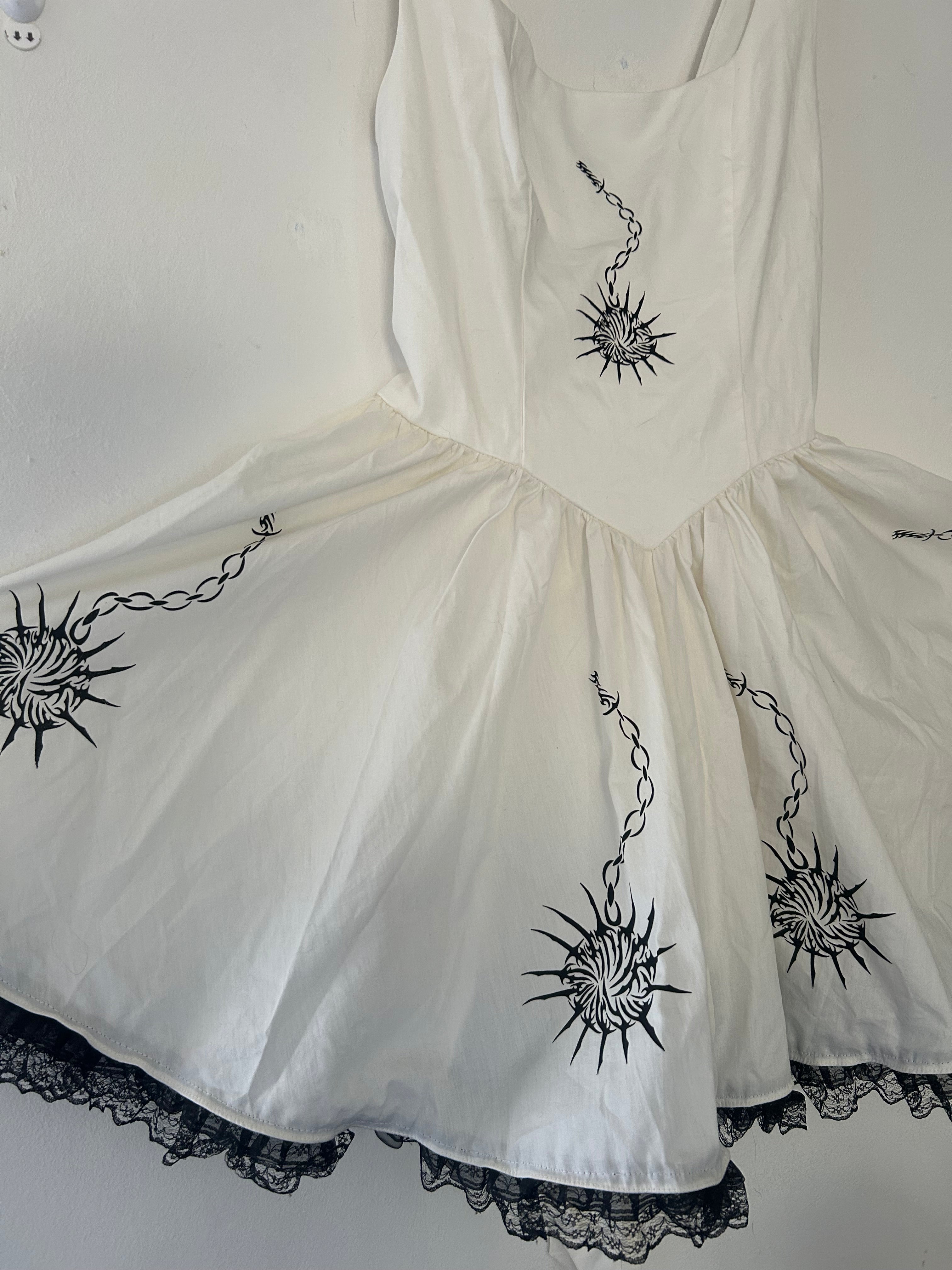 Upcycled white fitted dress size L