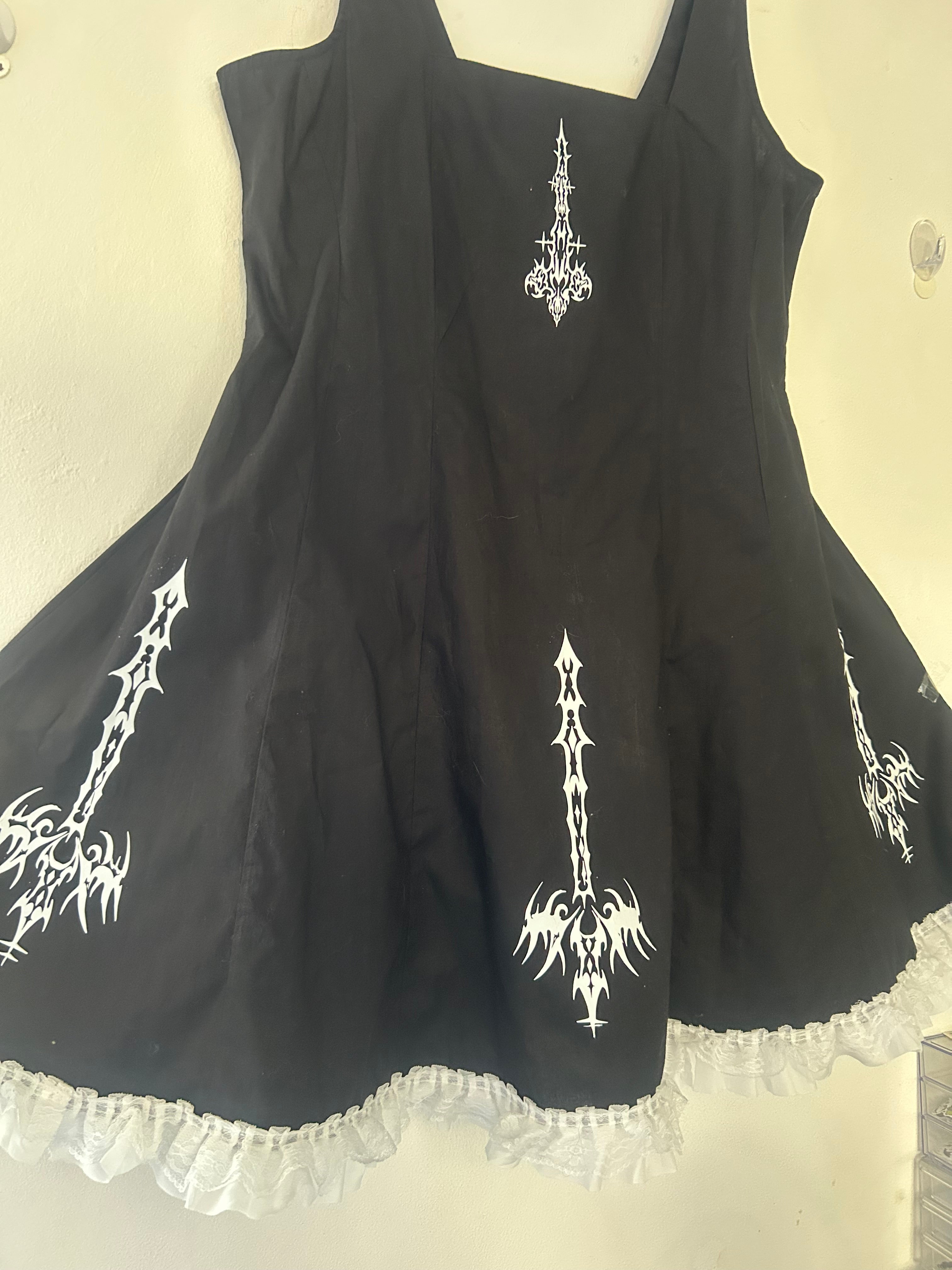 Upcycled simple black lace dress size XL