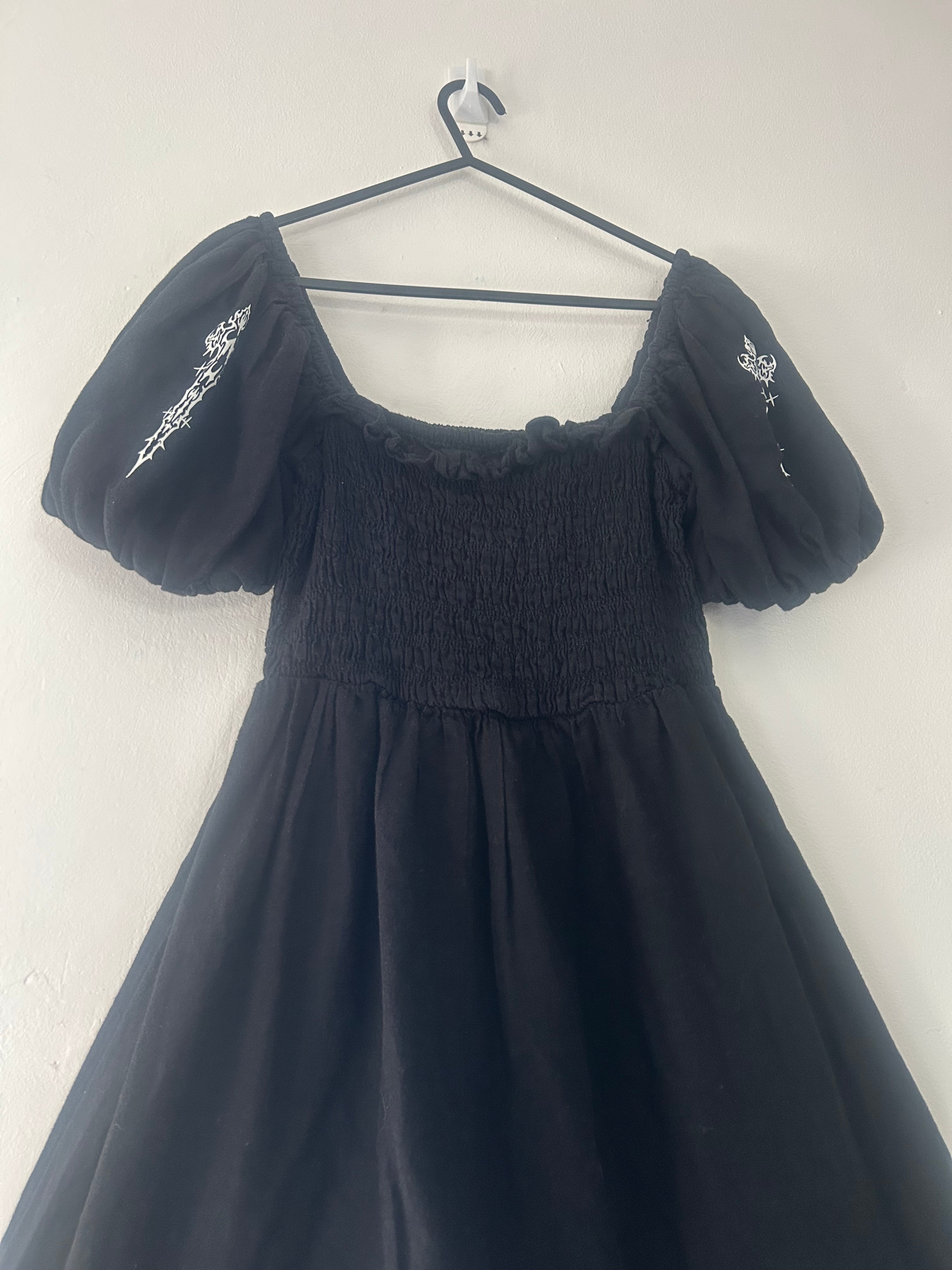 Upcycled black maxi dress size M