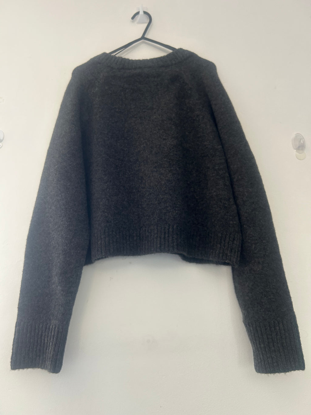 reworked / upcycled grey knitted patchwork cardigan