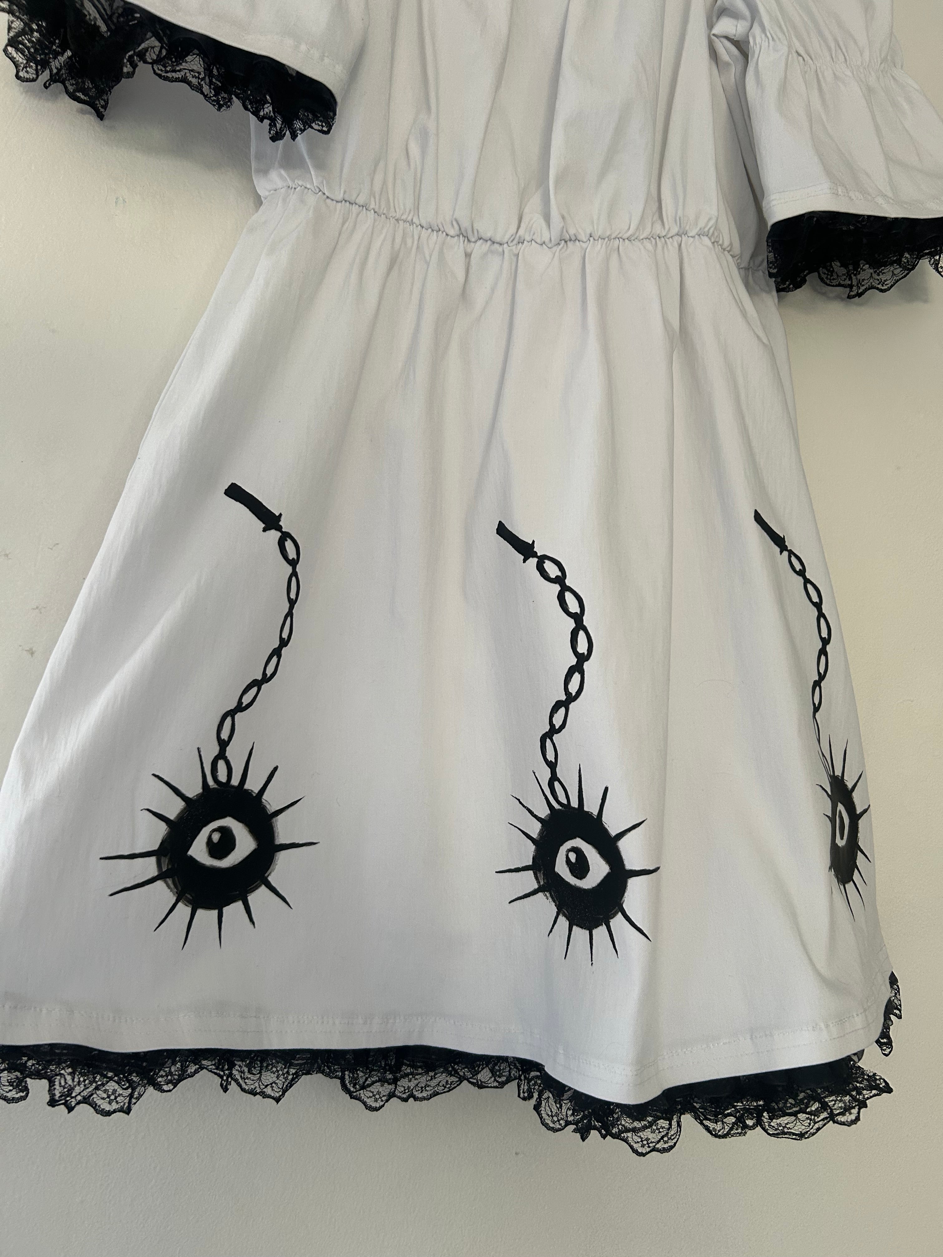 Upcycled stretchy white dress size S