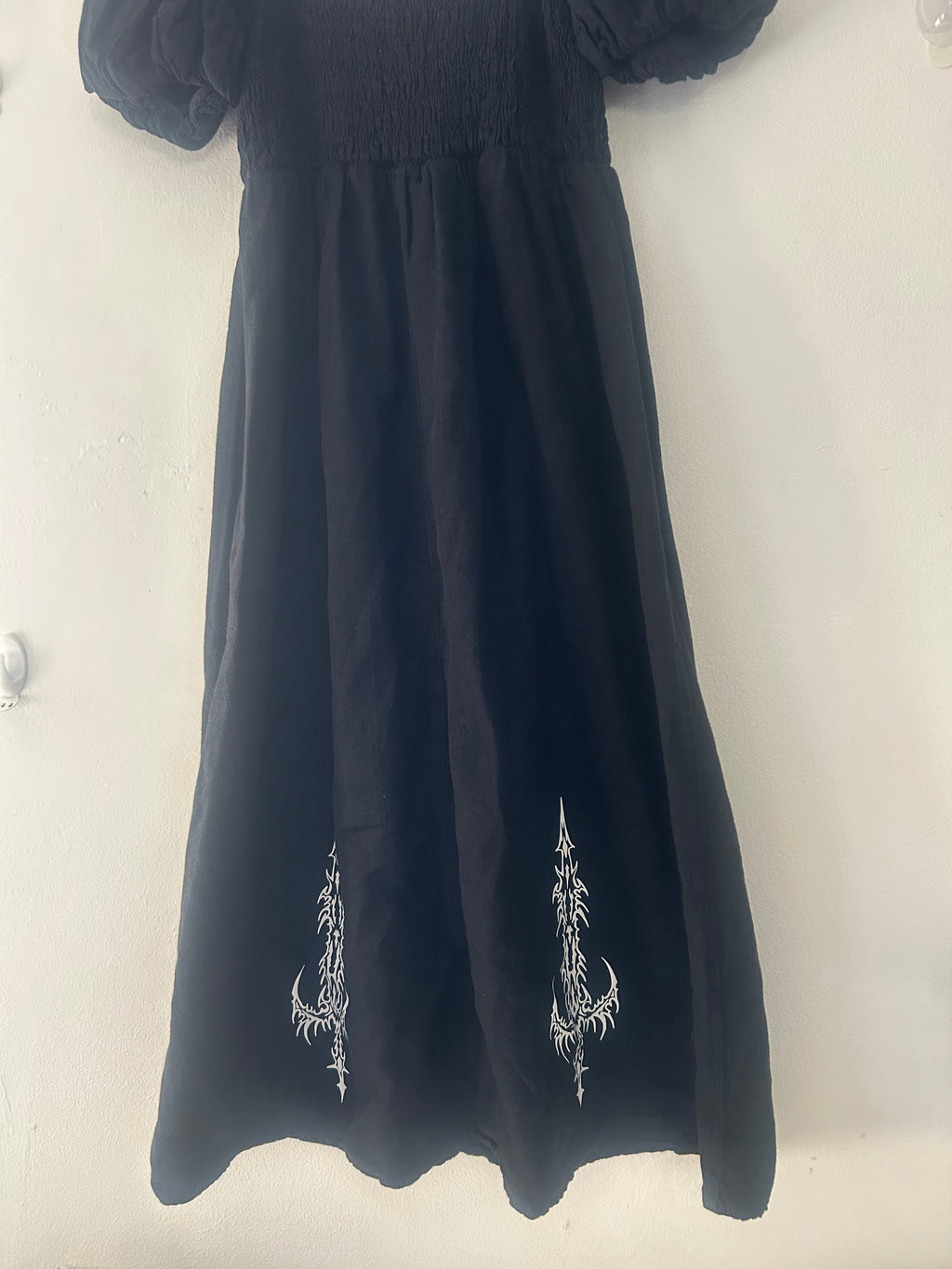 Upcycled black maxi dress size M