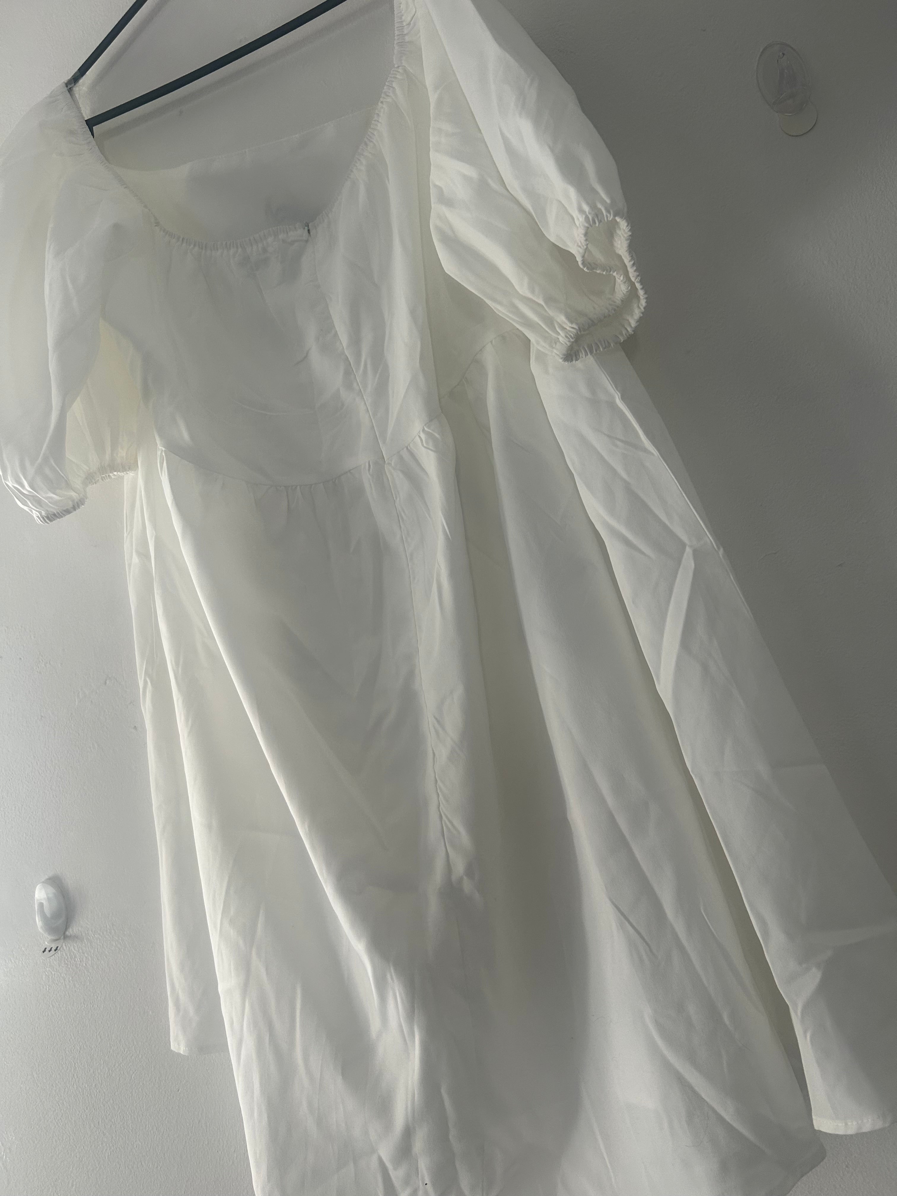 Upcycled white milkmaid style dress size L - defects