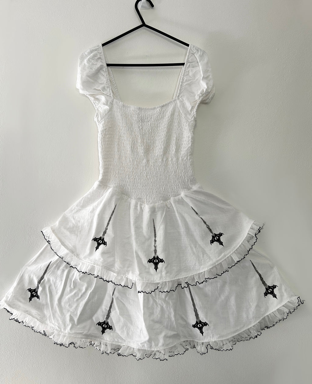 Upcycled white summer dress size XS