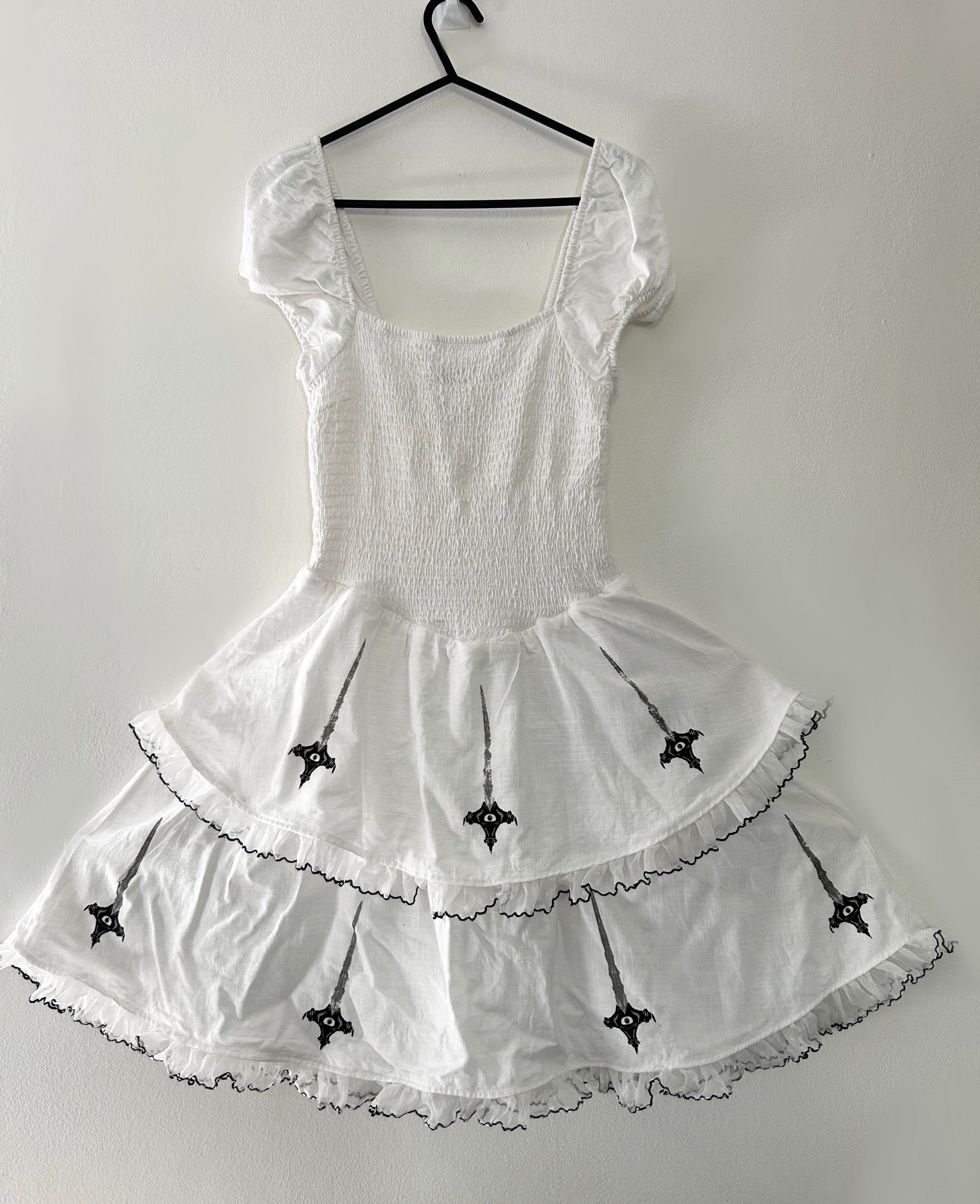 Upcycled white summer dress size XS