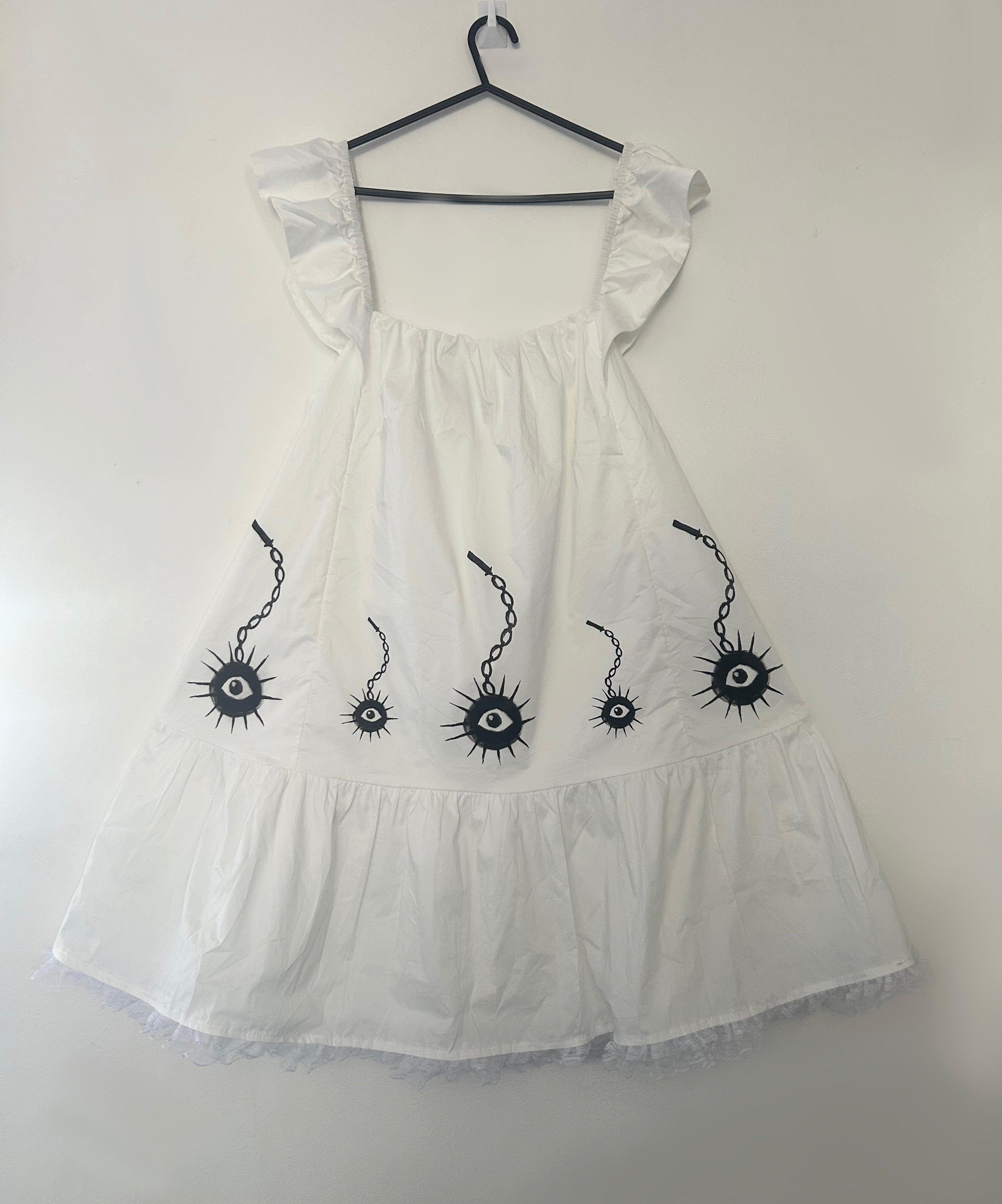 reworked / upcycled smock style lace dress size M