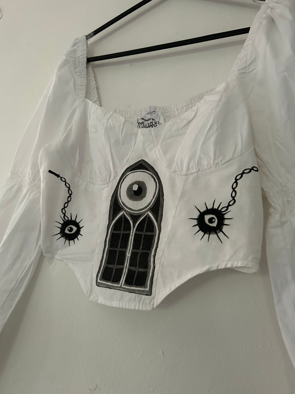 Upcycled white crop top size S