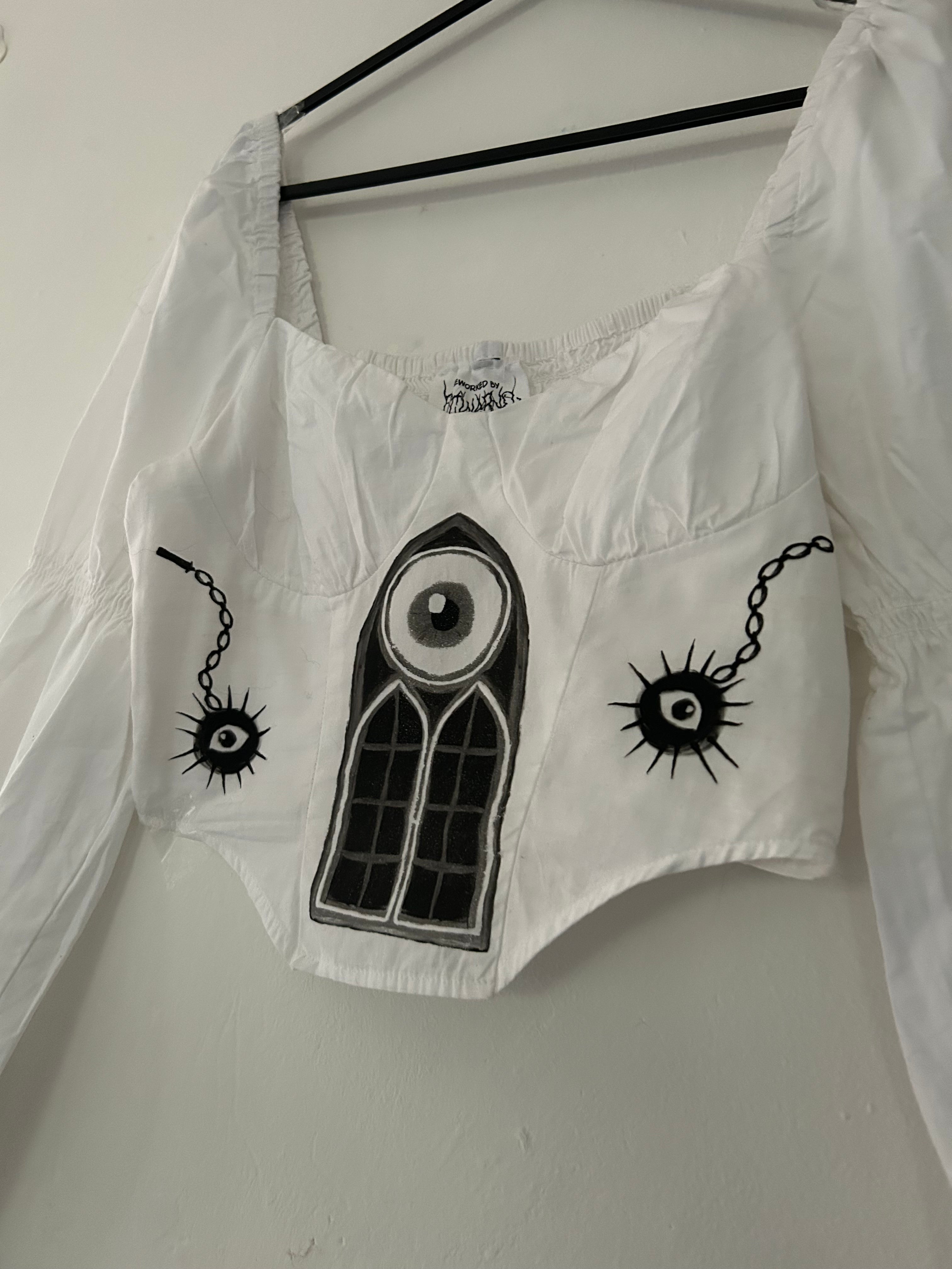 Upcycled white crop top size S