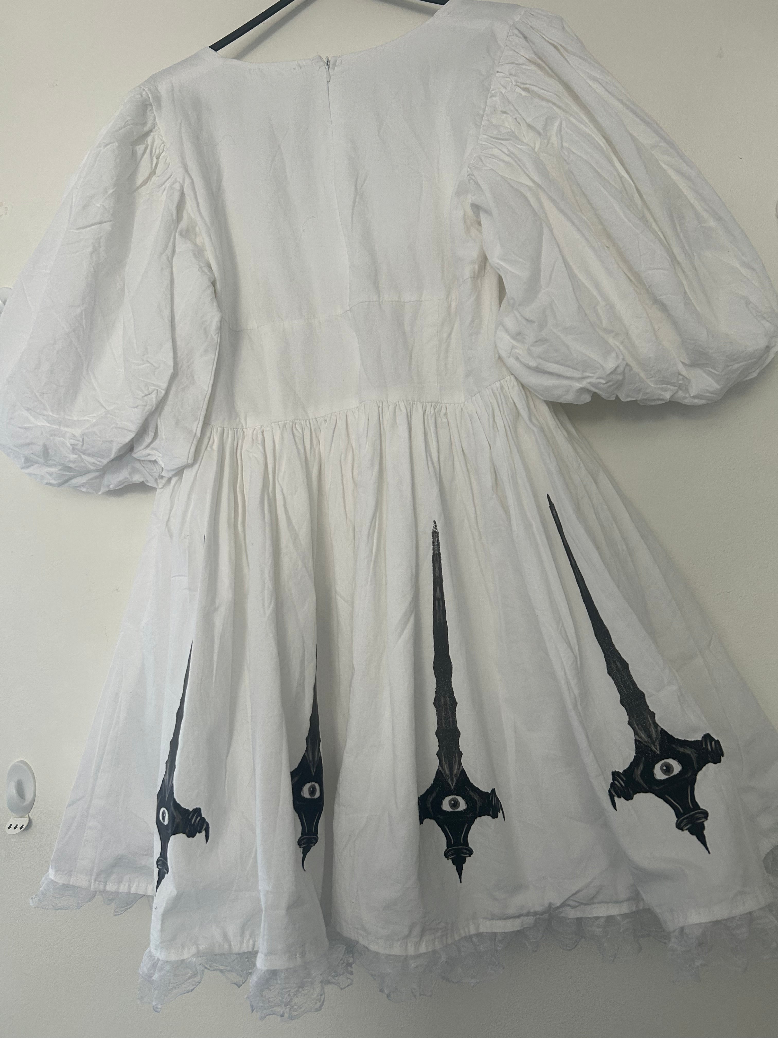 reworked / upcycled big sleeve milkmaid style dress size S