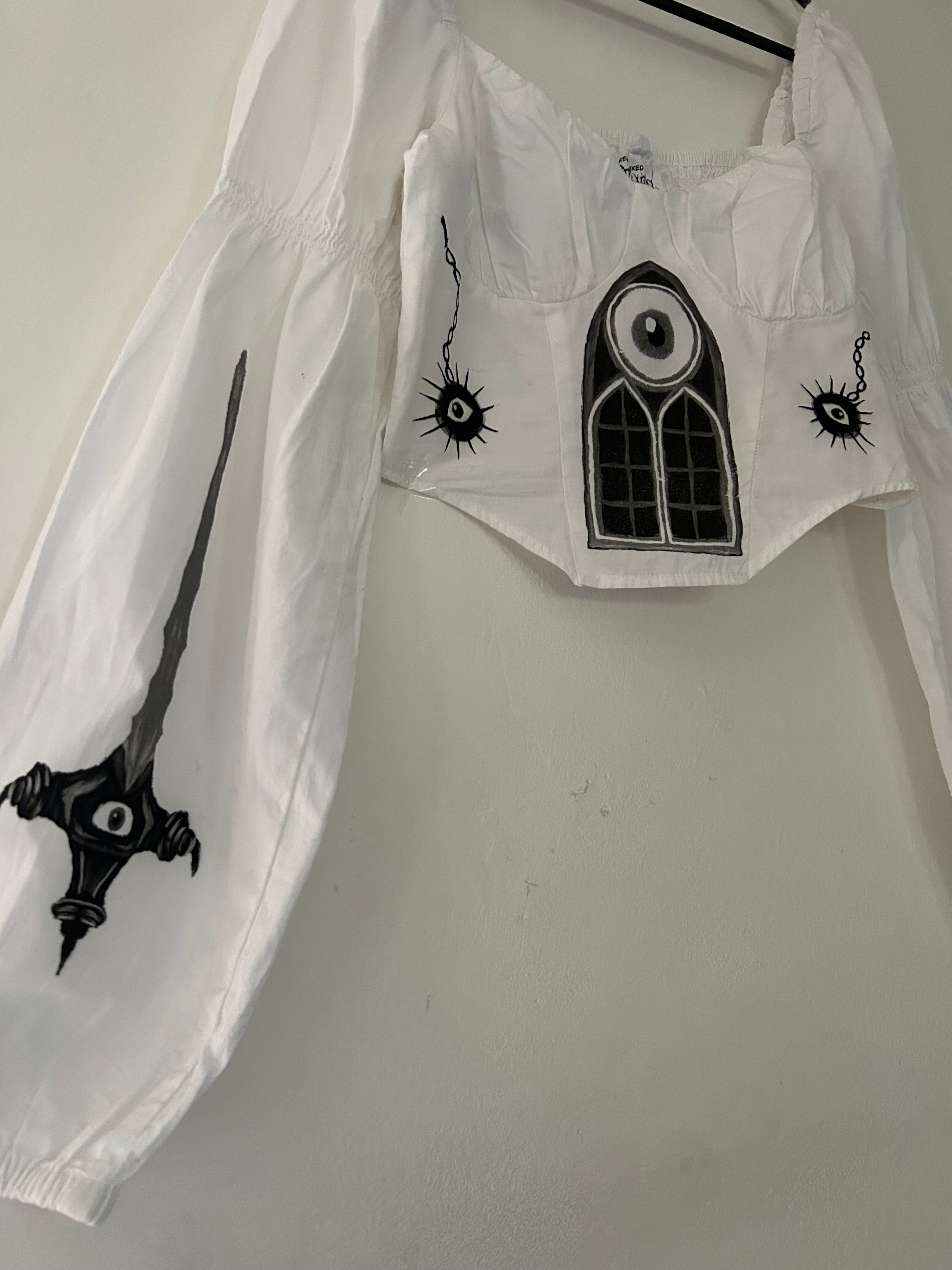 Upcycled white crop top size S