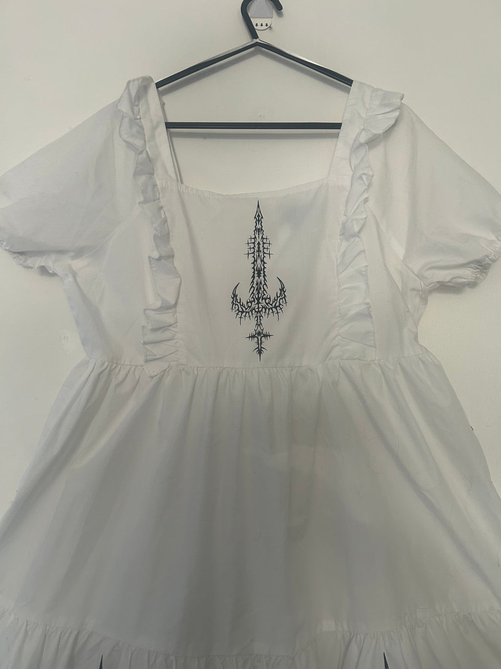 reworked / upcycled frilly white dress size M