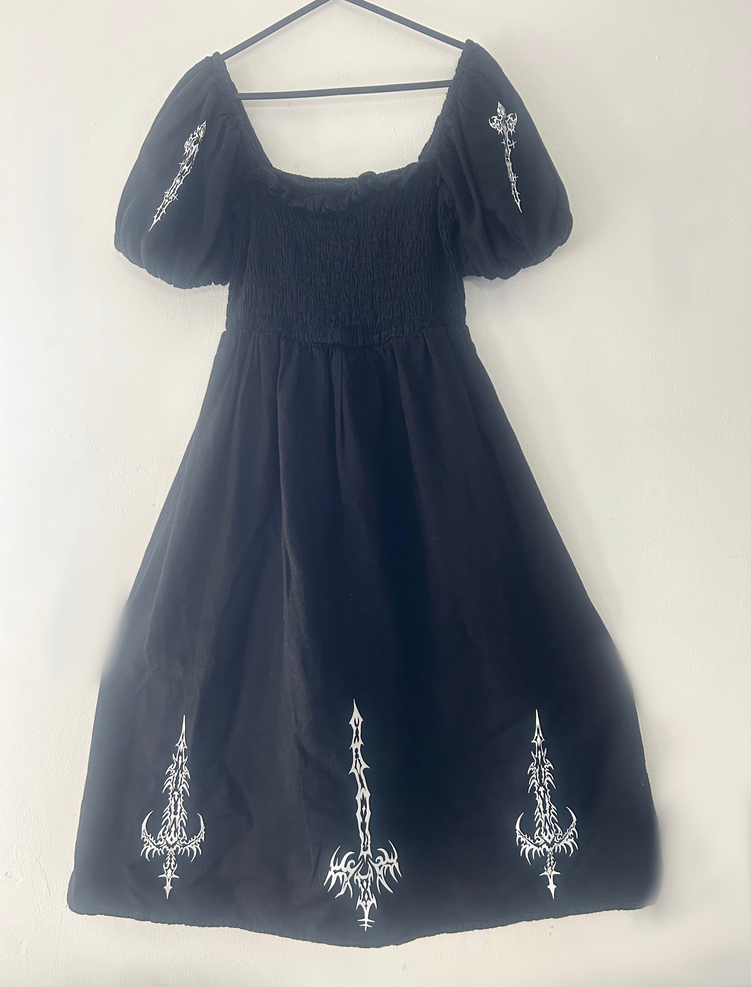Upcycled black maxi dress size M