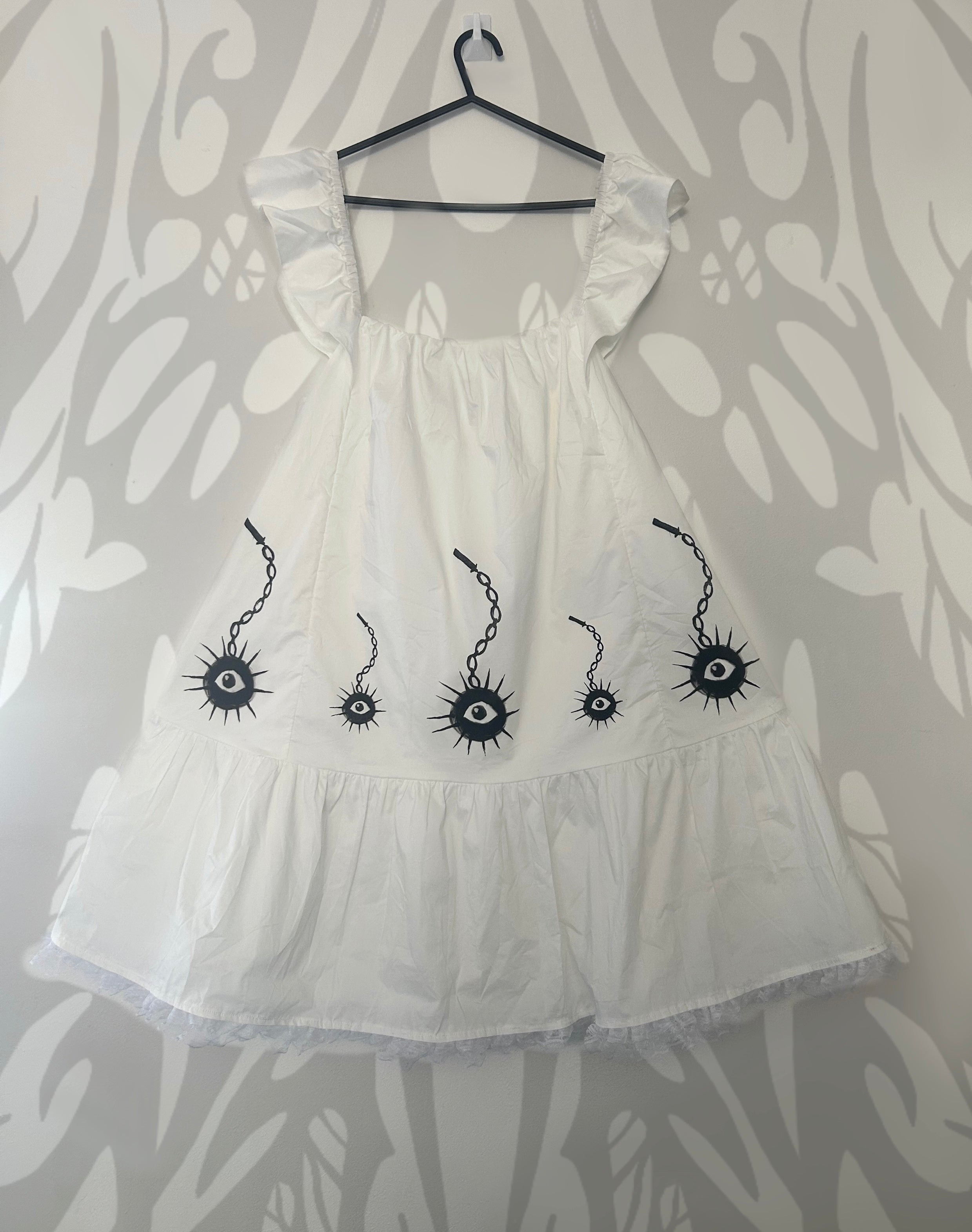 reworked / upcycled smock style lace dress size M